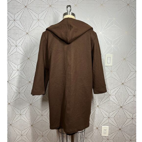 Mya Brown Wool ¾ Sleeve Wrap Hooded Oversized Coat with pockets M - Picture 4 of 16
